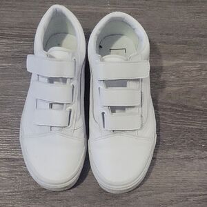 Vans White Triple Strap Low-Top Sneakers